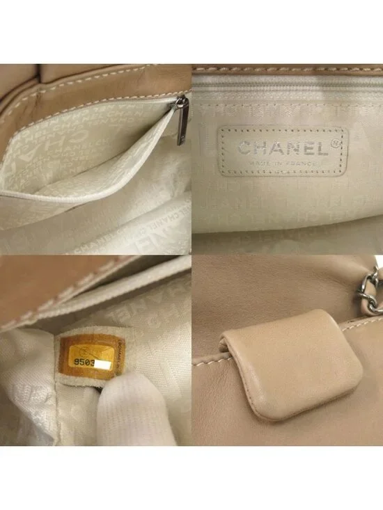Chanel Wild Stitch Chain Shoulder Bag Lambskin Beige 0157 - Picture 8 of 8